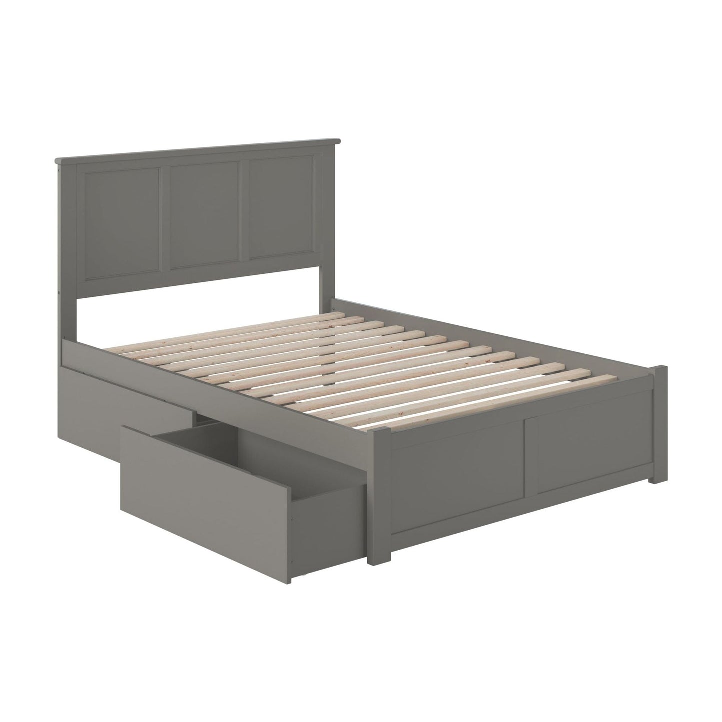 AFI Furnishings Madison Full Platform Bed with Flat Panel Foot Board and 2 Urban Bed Drawers Grey AR8632119
