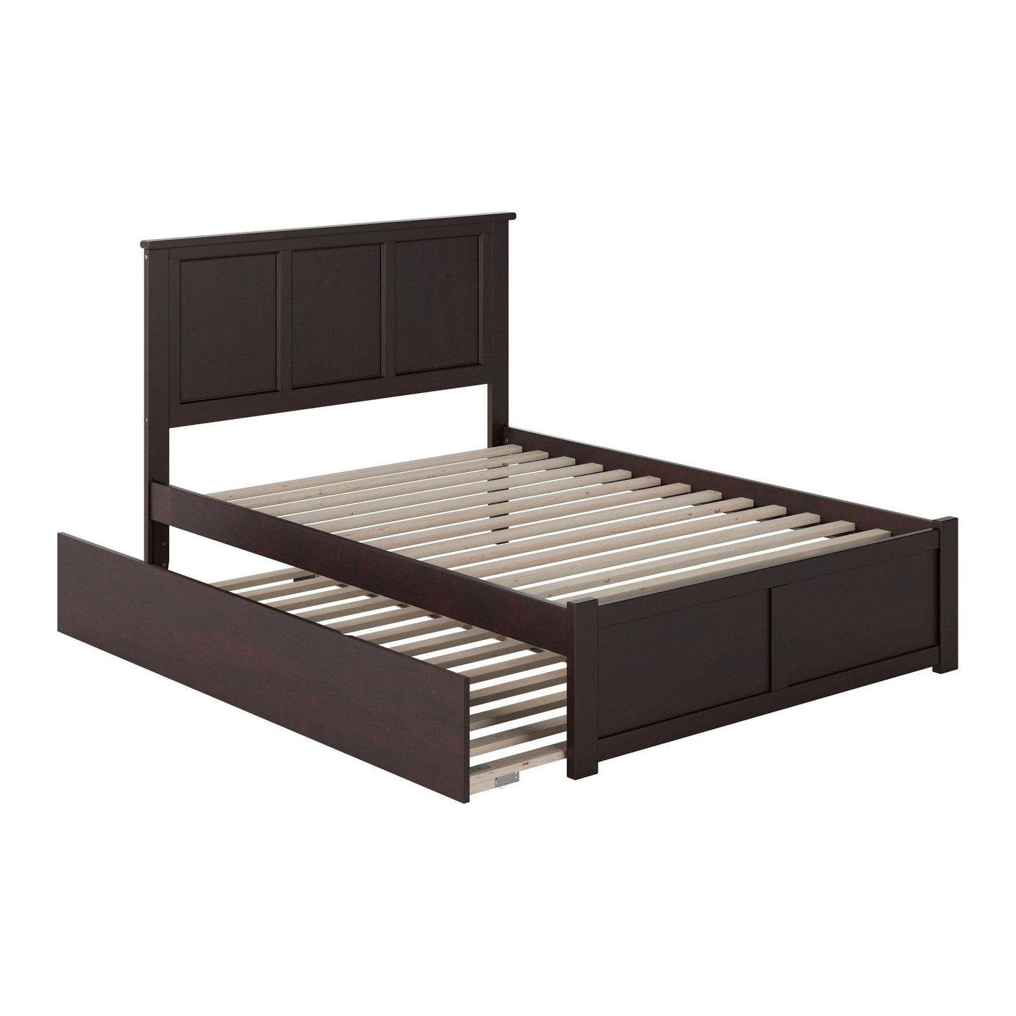 AFI Furnishings Madison Full Platform Bed with Flat Panel Foot Board and Twin Size Urban Trundle Bed