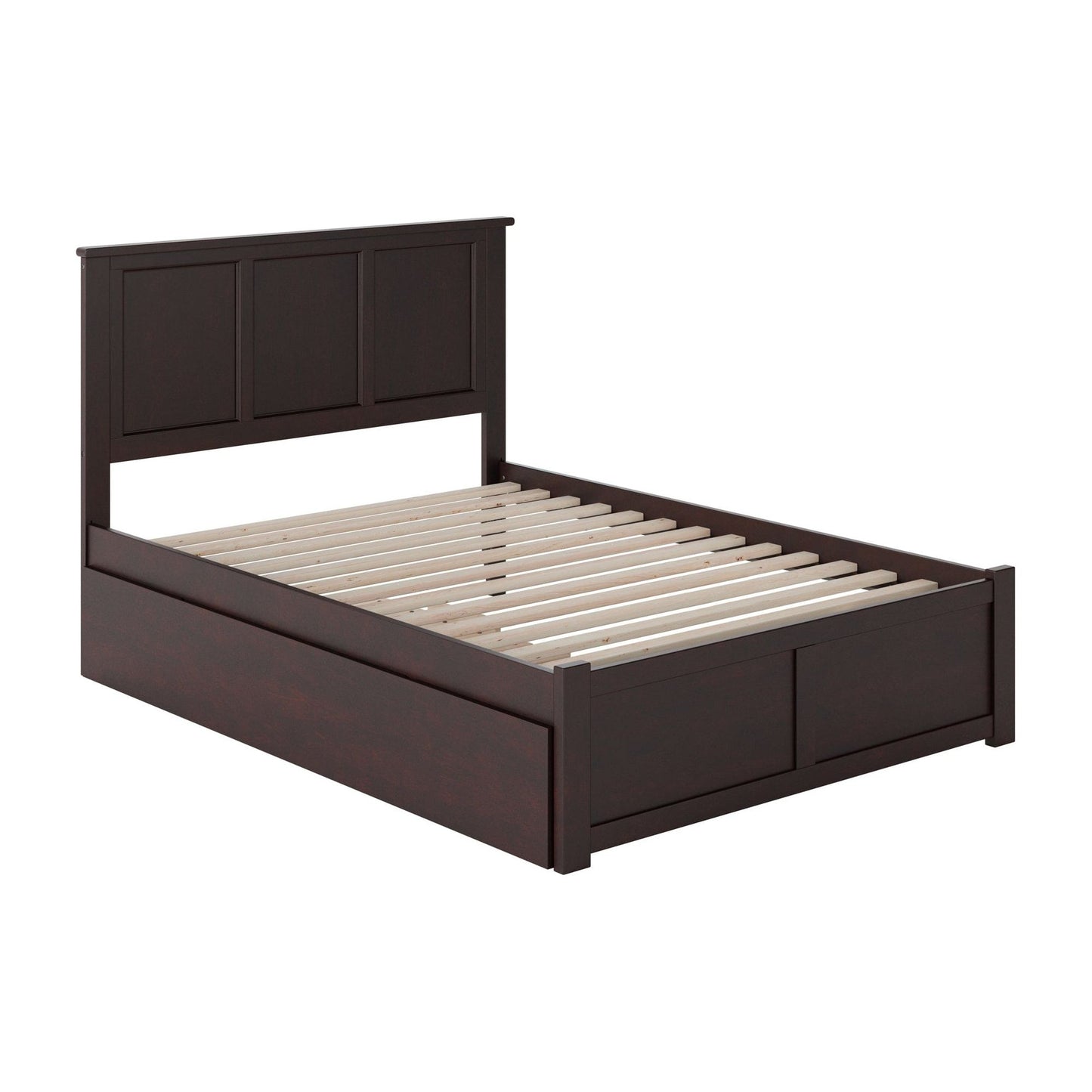 AFI Furnishings Madison Full Platform Bed with Flat Panel Foot Board and Twin Size Urban Trundle Bed