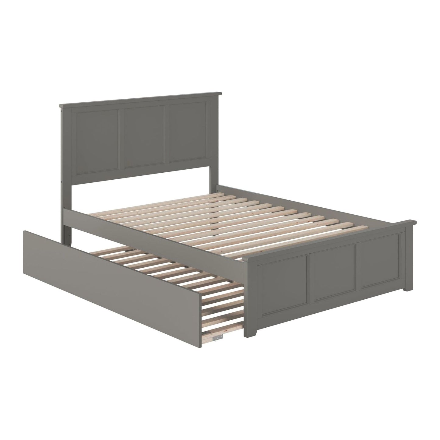AFI Furnishings Madison Full Platform Bed with Matching Footboard with Twin Size Urban Trundle Bed Grey AR8636019