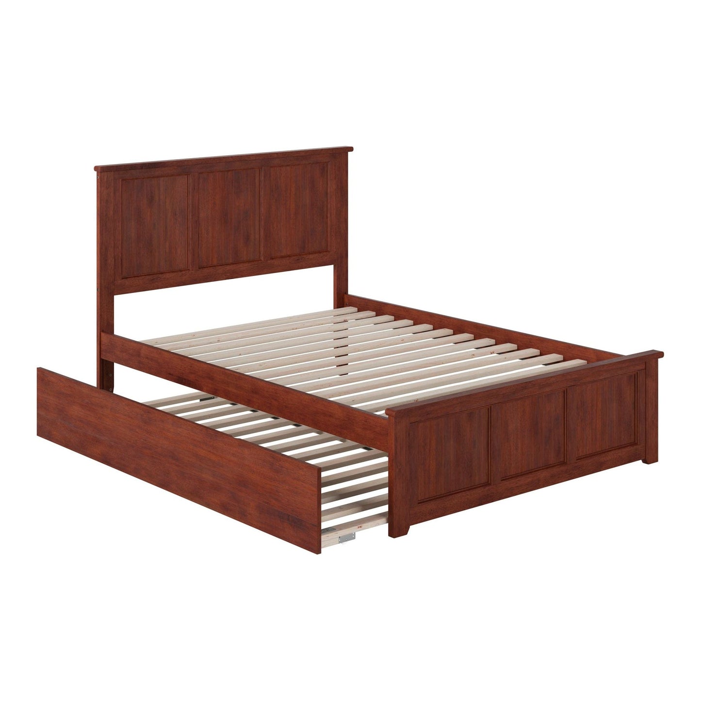 AFI Furnishings Madison Full Platform Bed with Matching Footboard with Twin Size Urban Trundle Bed Walnut AR8636014