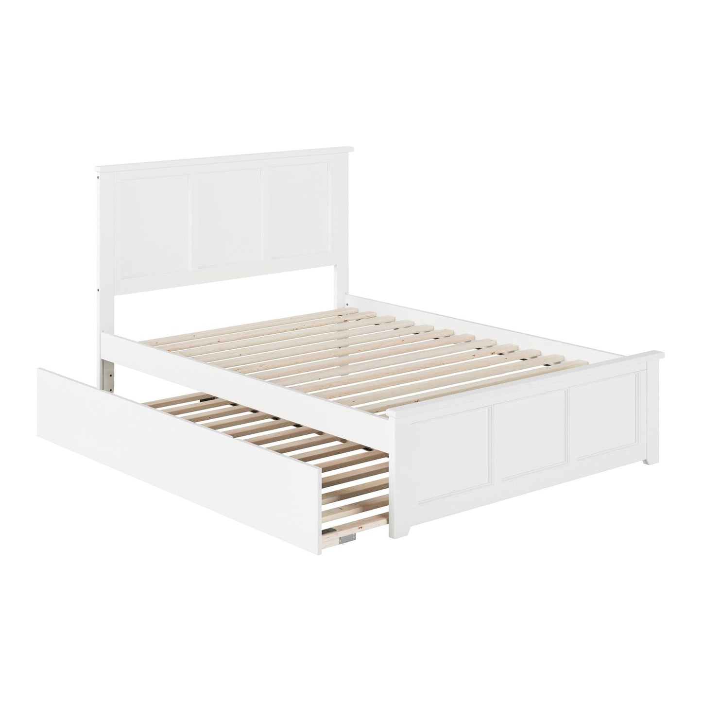 AFI Furnishings Madison Full Platform Bed with Matching Footboard with Twin Size Urban Trundle Bed White AR8636012