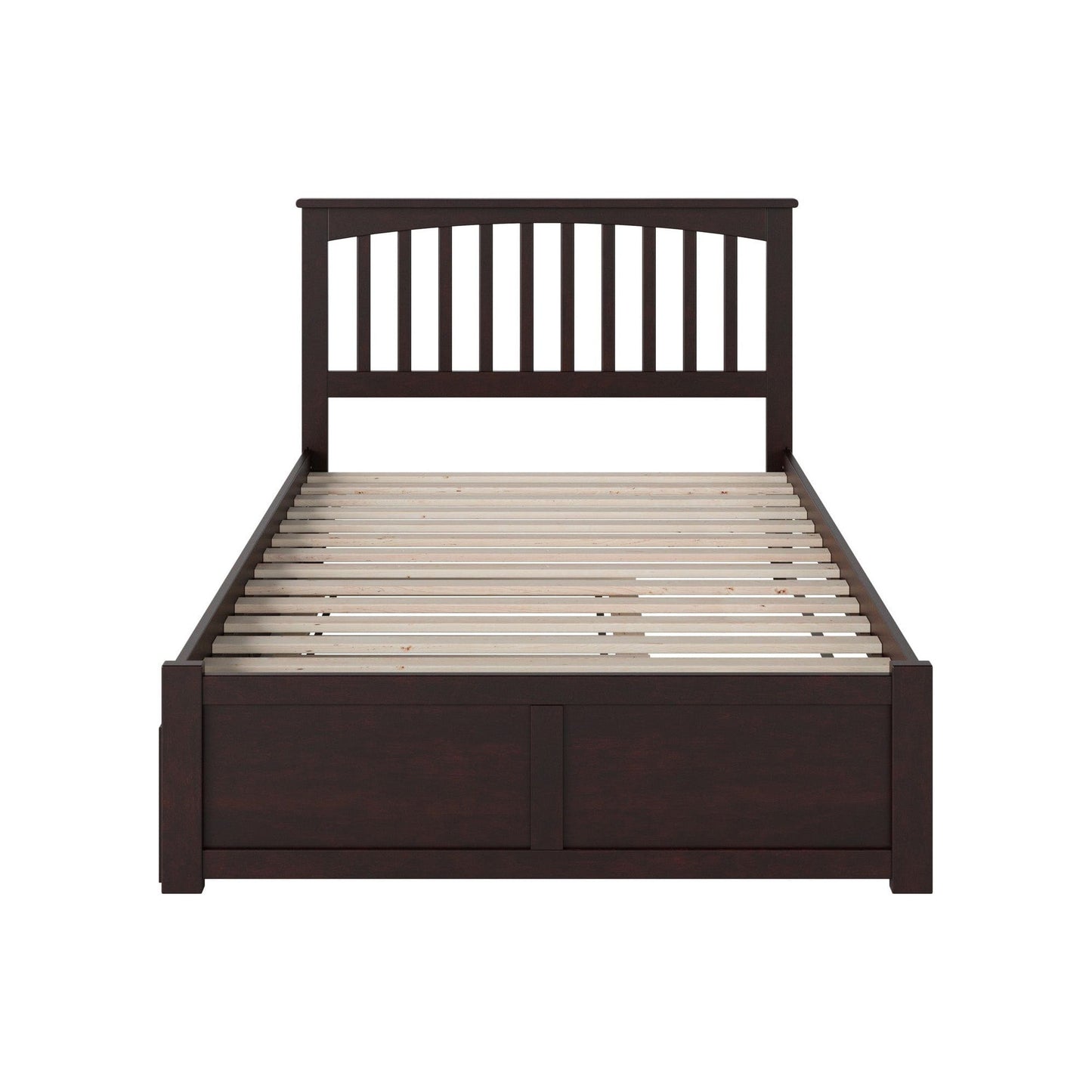 AFI Furnishings Mission Full Platform Bed with Flat Panel Foot Board and Twin Size Urban Trundle Bed