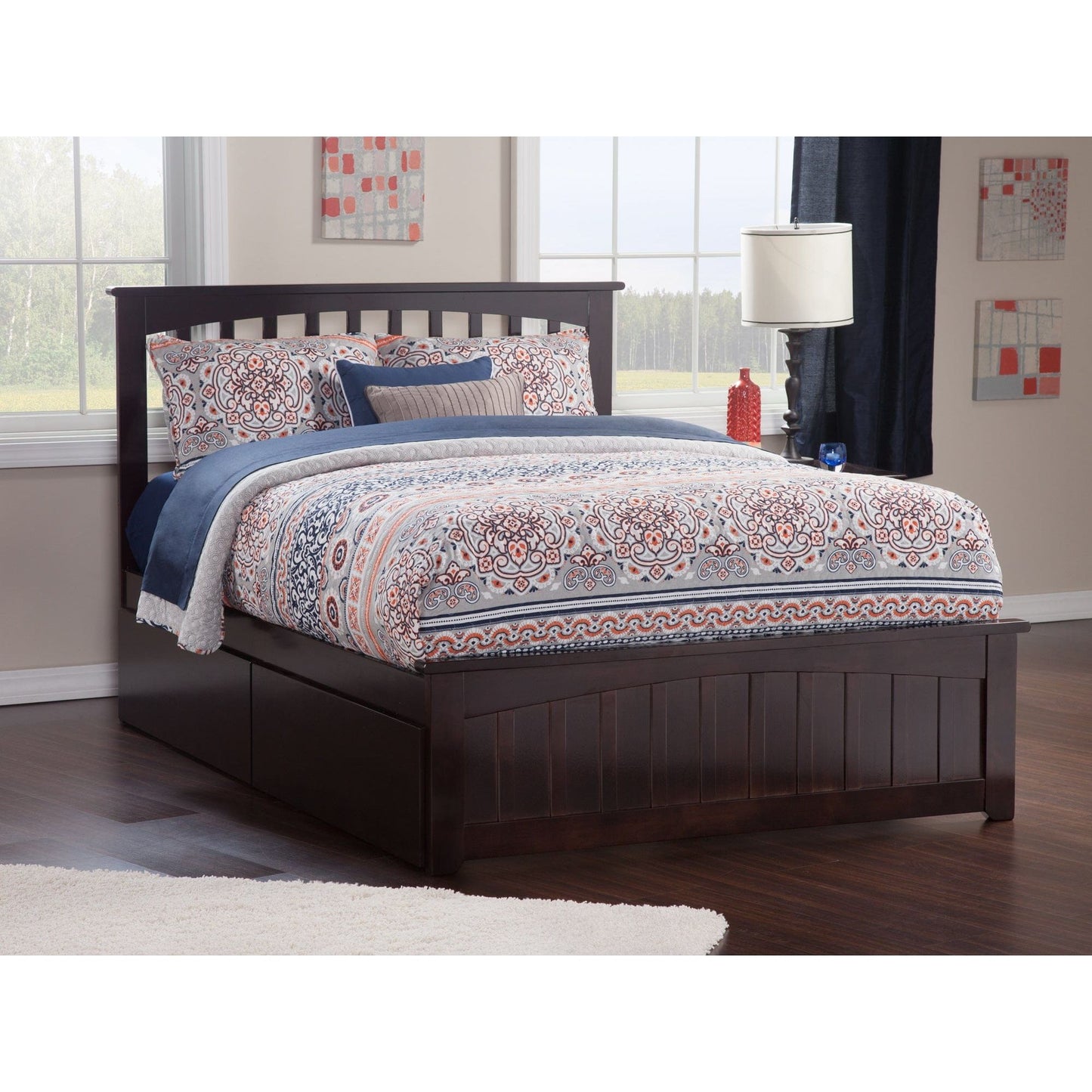 AFI Furnishings Mission Full Platform Bed with Matching Foot Board with 2 Urban Bed Drawers
