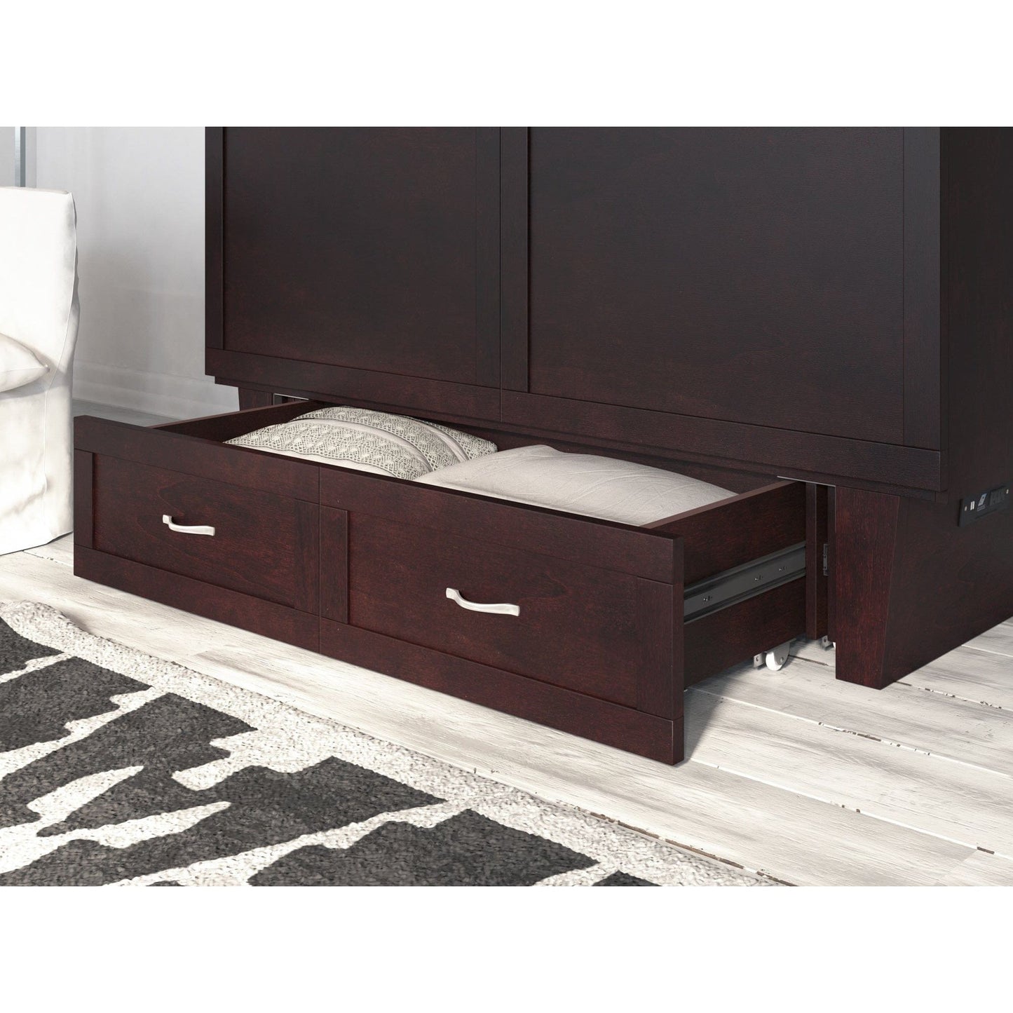 AFI Furnishings Monroe Murphy Bed Chest Queen with Charging Station and Mattress