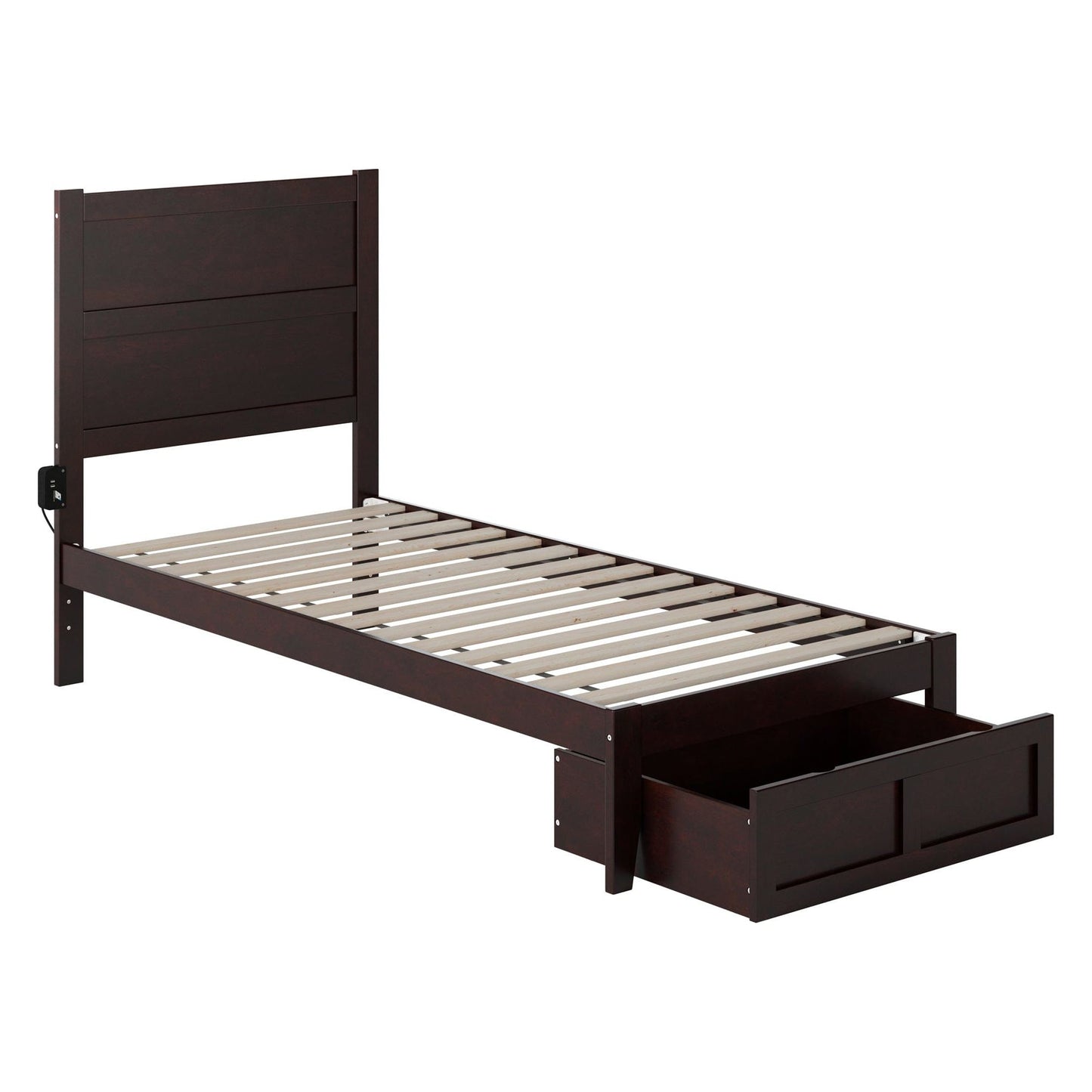 AFI Furnishings NoHo Twin Extra Long Bed with Foot Drawer in Espresso
