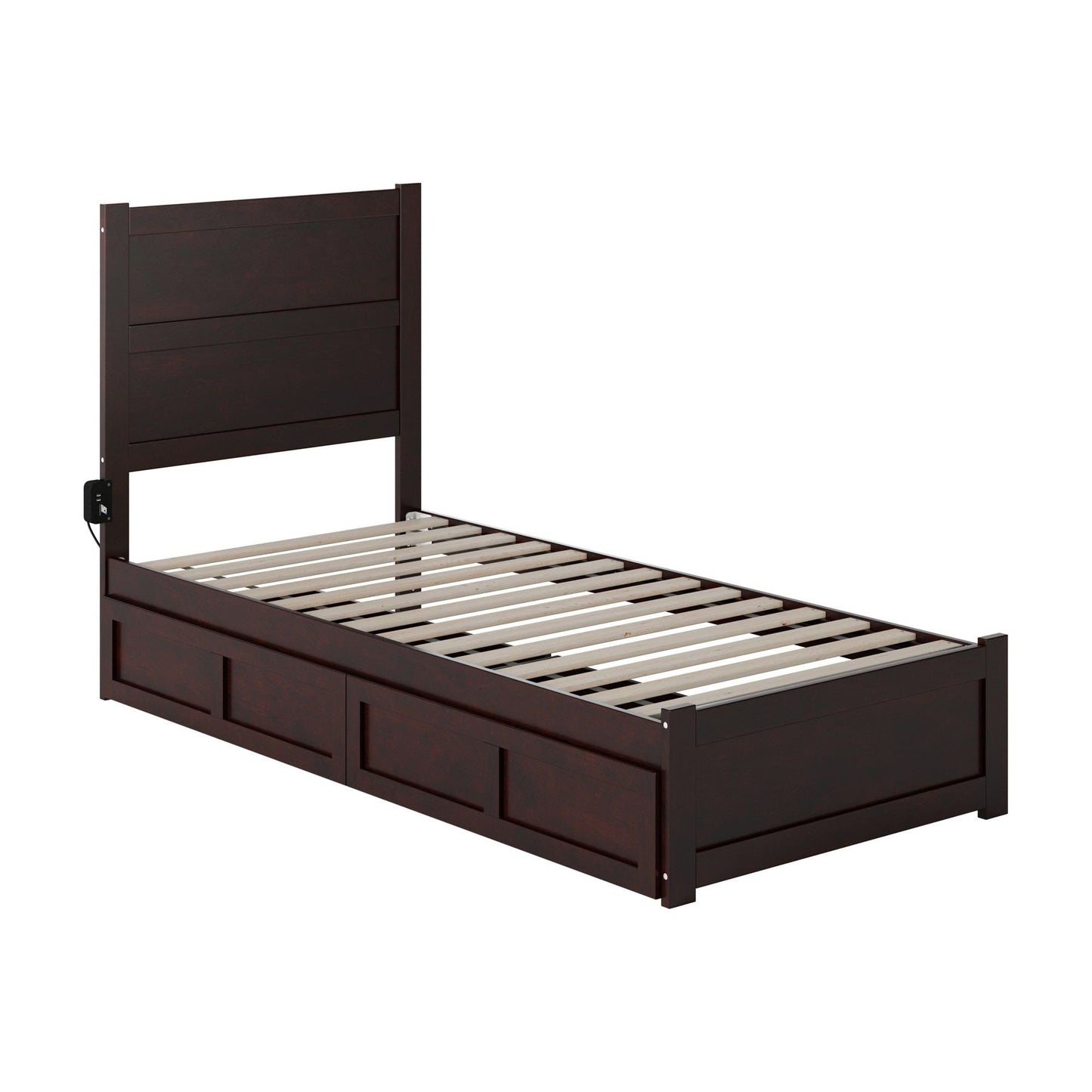 AFI Furnishings NoHo Twin Extra Long Bed with Footboard and 2 Drawers in Espresso