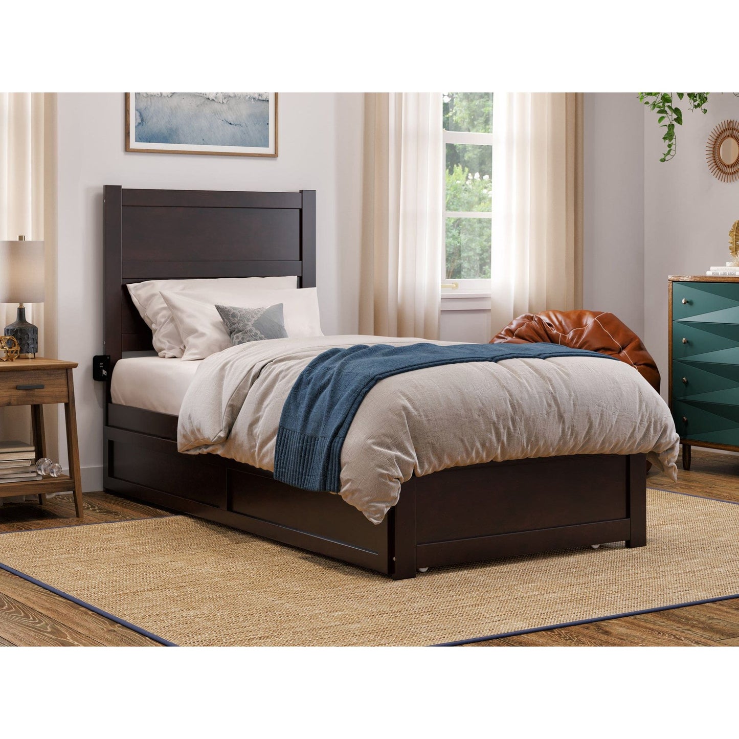 AFI Furnishings NoHo Twin Extra Long Bed with Footboard and Twin Extra Long Trundle in Espresso AG9161111