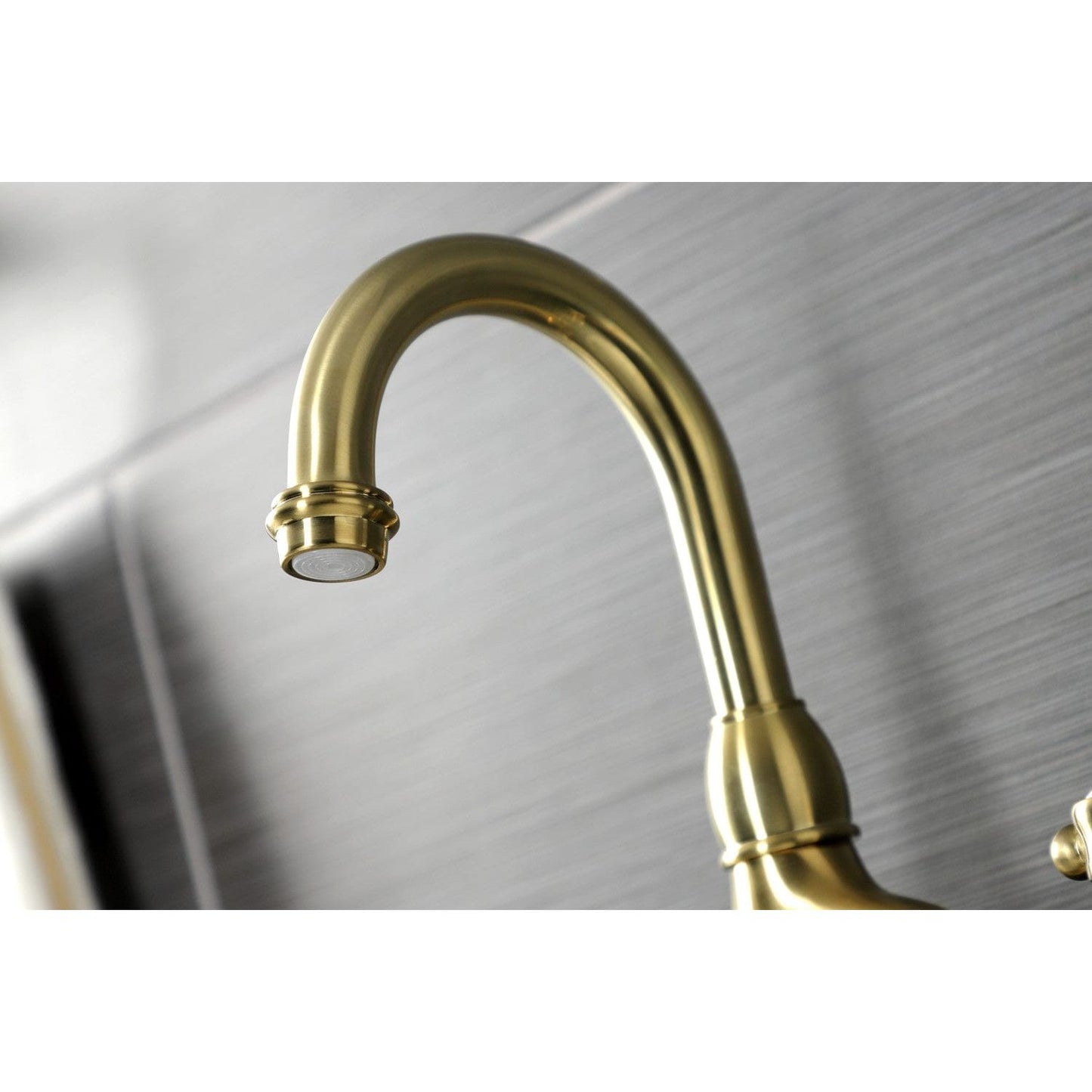 Kingston Brass Kingston Brass English Country Bridge Bathroom Faucet with Brass Pop-Up, Brushed Brass KS7997AL