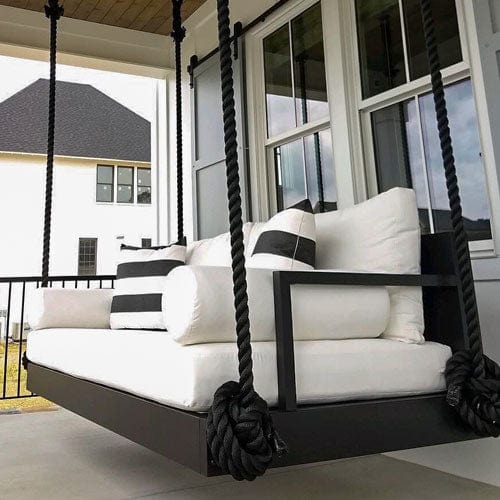 Lowcountry Swing Beds 1.5 Inch Hand-Spliced Black Rope for 9' Ceiling