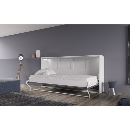 Maxima House European Horizontal TWIN size Murphy Bed INVENTO with mattress and LED