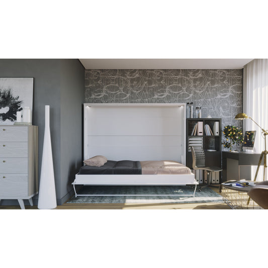 Maxima House Horizontal European QUEEN size Murphy bed INVENTO with LED