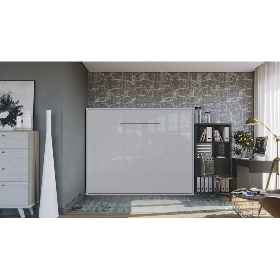 Maxima House Horizontal European QUEEN size Murphy bed INVENTO with LED White IN-15WLED