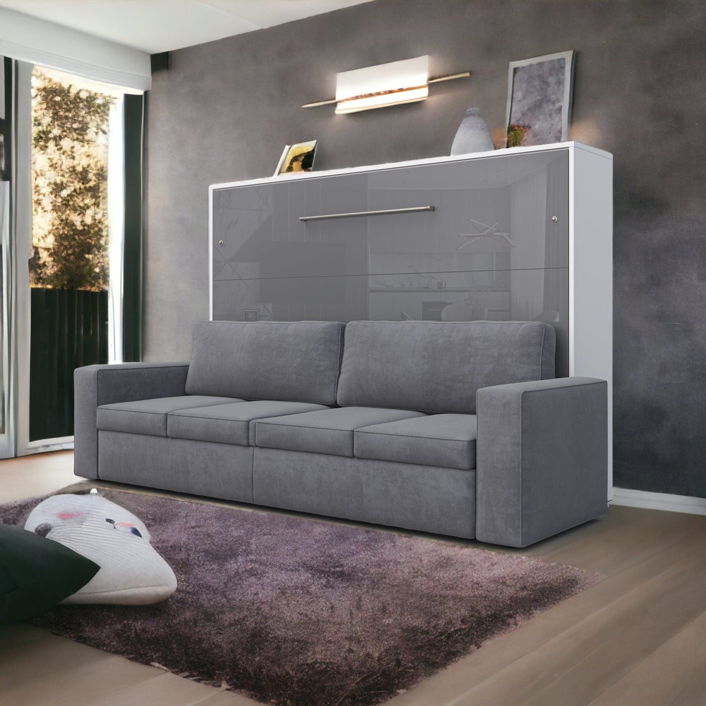 Maxima House Horizontal Murphy bed INVENTO with a Sofa, European Queen IN015WG-G