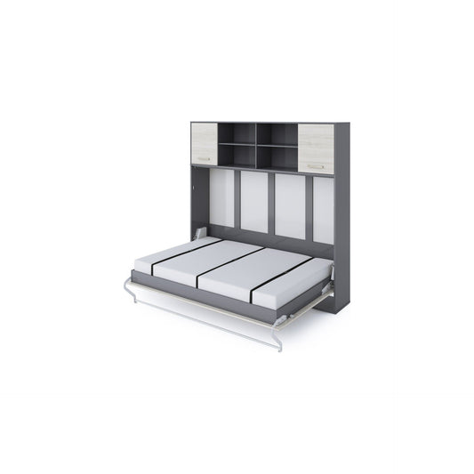 Maxima House Invento Horizontal Wall Bed, European Twin Size with a cabinet on top