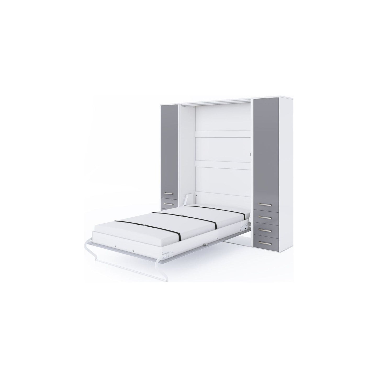 Maxima House Invento Vertical Wall Bed, European Full XL Size with 2 cabinets