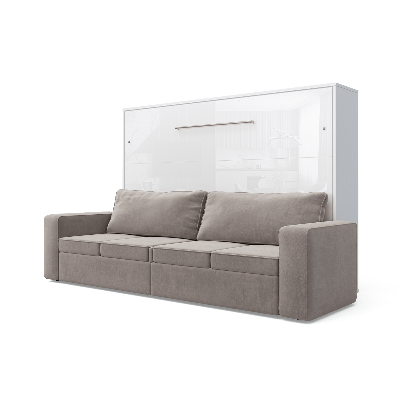 Maxima House Maxima House Horizontal Murphy bed INVENTO with a Sofa, European Queen White/ Beige Sofa IN015W-B