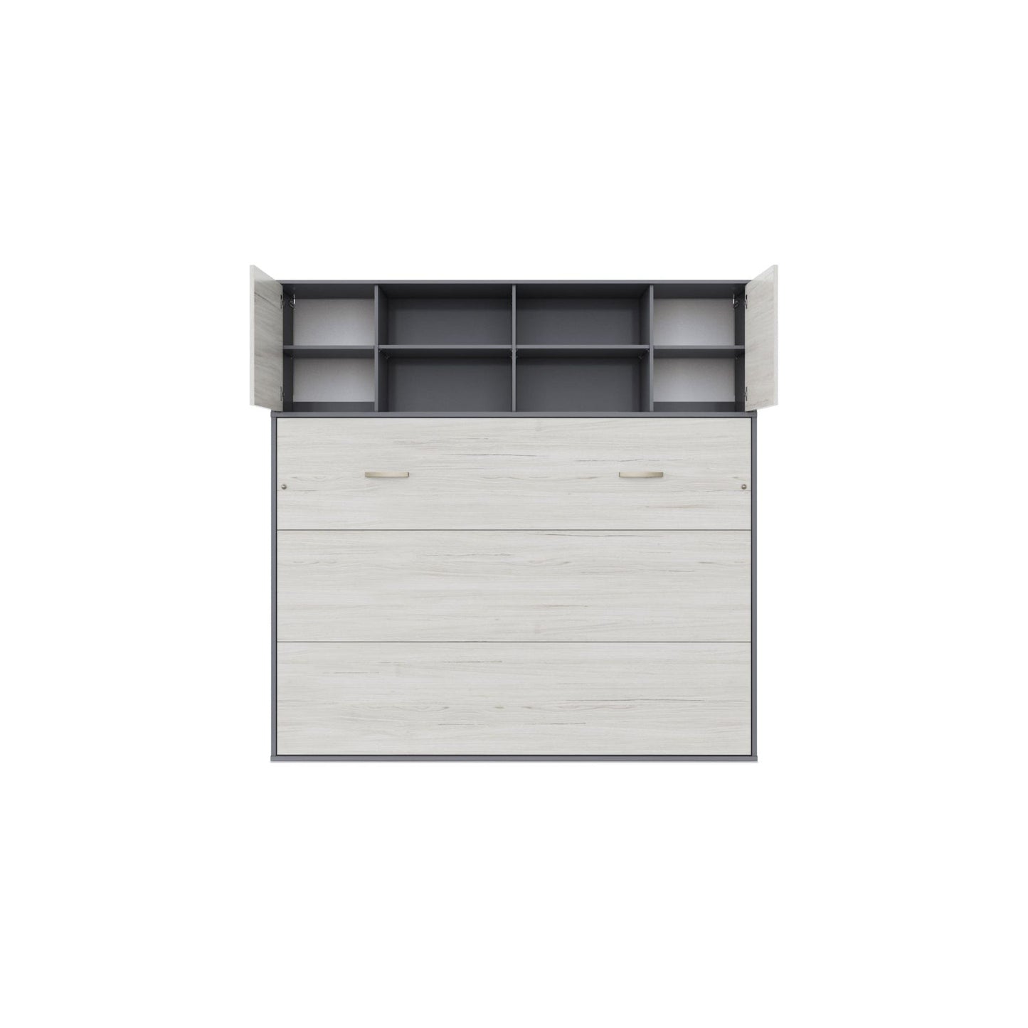 Maxima House Maxima House Invento Horizontal Wall Bed, European Full Size with a cabinet on top