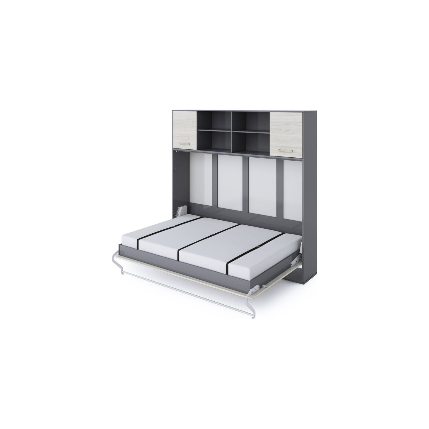 Maxima House Maxima House Invento Horizontal Wall Bed, European Full Size with a cabinet on top