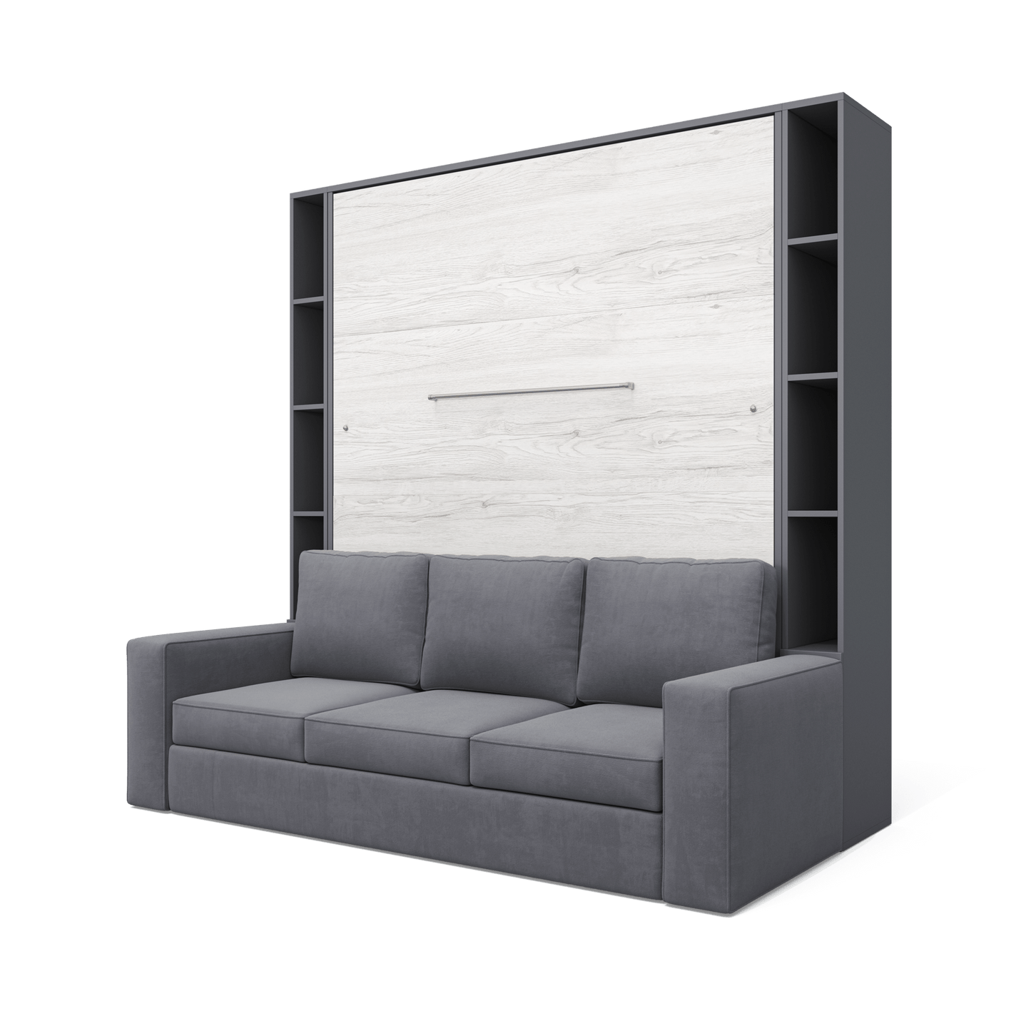 Maxima House Maxima House Vertical European Queen size Murphy Bed Invento with a Sofa and two Cabinets Grey/White Monaco + Grey IN014/23GW-G