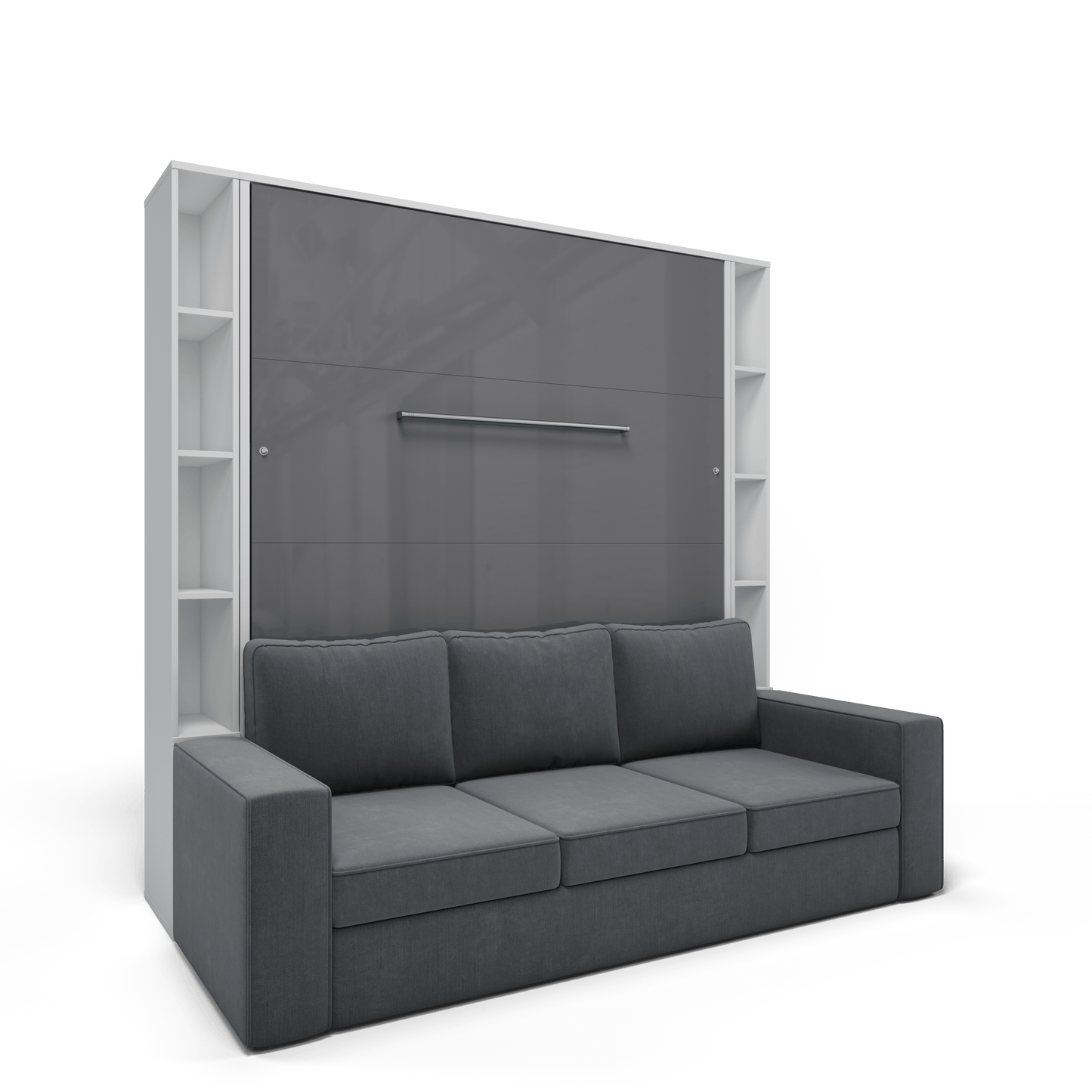 Maxima House Maxima House Vertical European Queen size Murphy Bed Invento with a Sofa and two Cabinets White/Grey + Grey IN014/23WG-G
