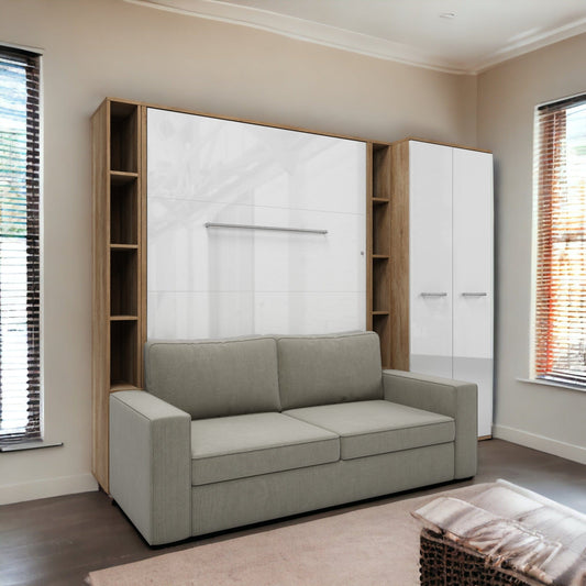 Maxima House Maxima House Vertical FULL size Murphy Bed Invento with a Sofa, two Cabinets and Wardrobe