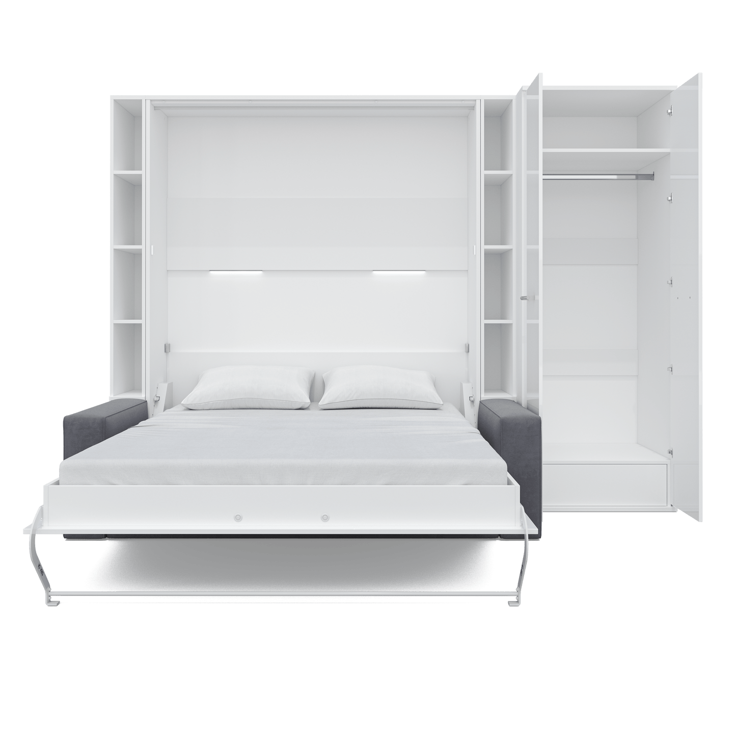 Maxima House Maxima House Vertical Queen size Murphy Bed Invento with a Sofa, two Cabinets and Wardrobe