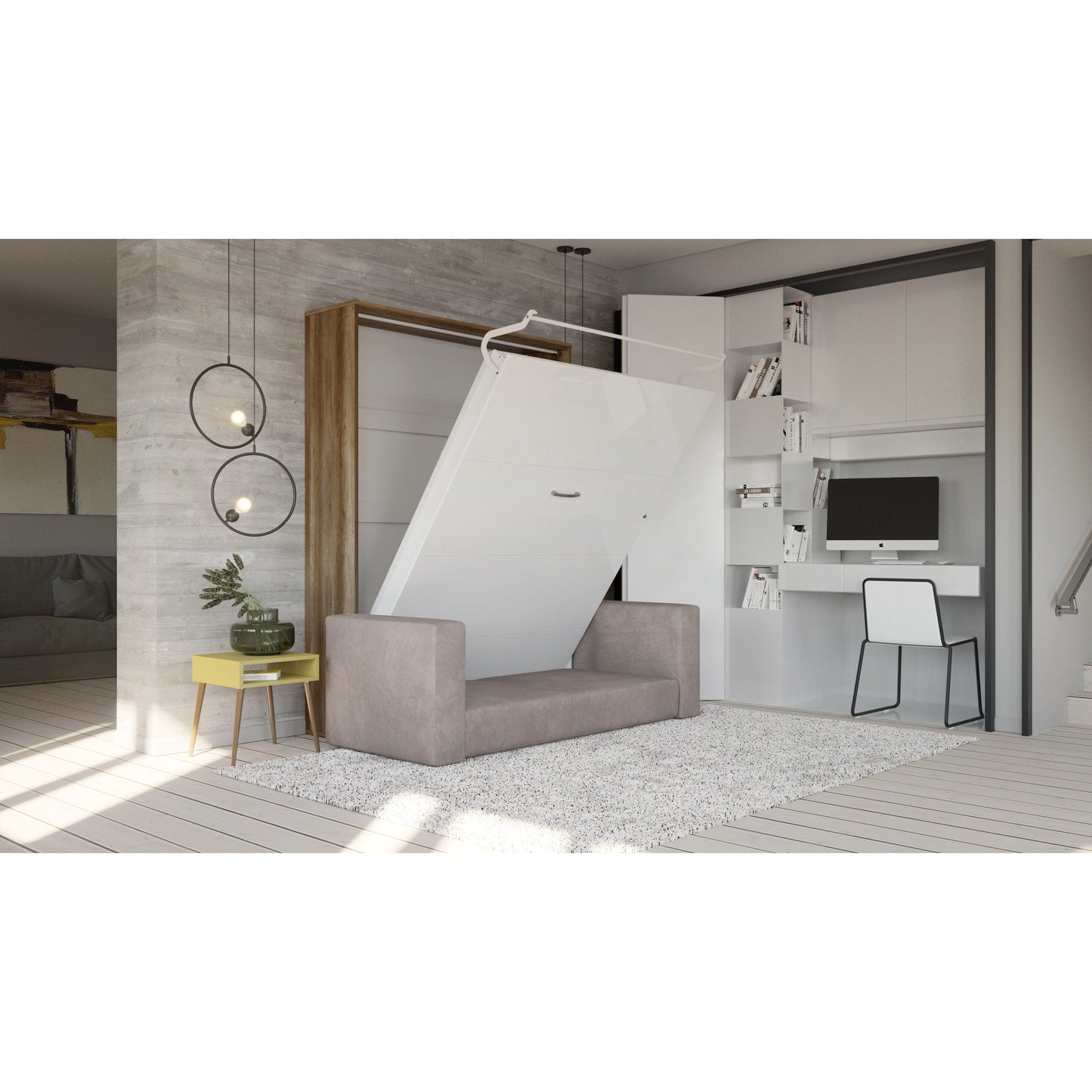 Maxima House Murphy bed European Full XL Vertical with Sofa Invento IN001OW-B