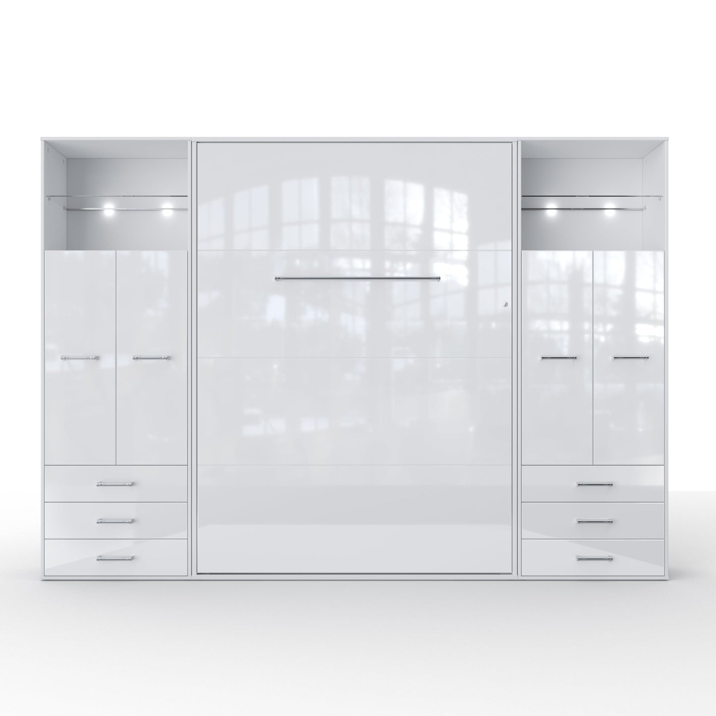 Maxima House Vertical Murphy Bed Invento. European Queen + 2 cabinets White/White IN160V-10W
