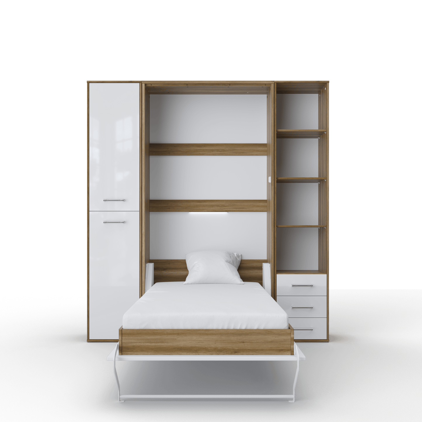 Maxima House Vertical Murphy Bed Invento, European Queen Size with mattress and 2 storage cabinets