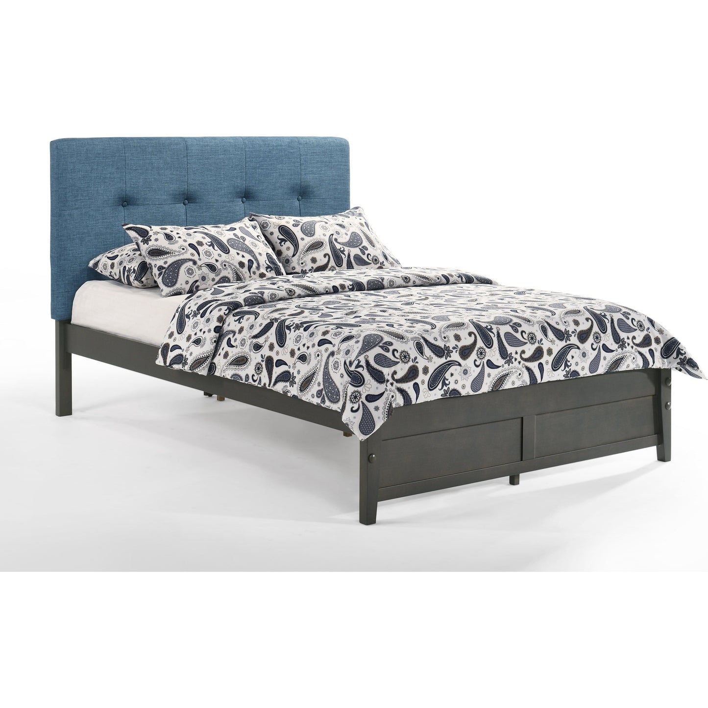 Night And Day Paprika King Bed in Teal with White Finish Frame (P Series) Stonewash PAP-PH-EKG-TL-STW-COM