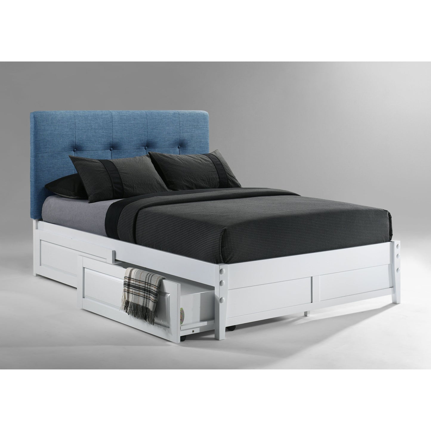 Night and Day Paprika Queen Bed in Teal with White Finish Frame (K Series)