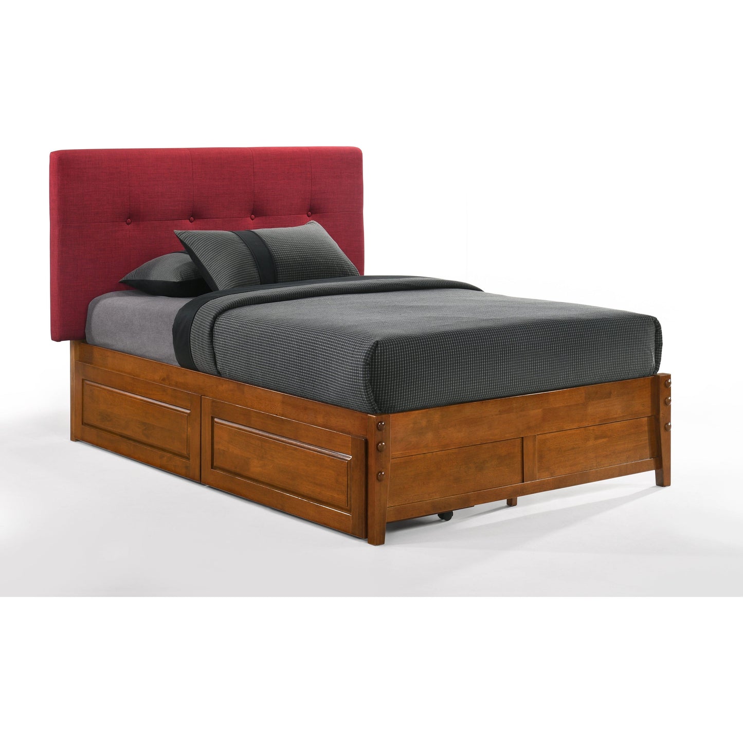 The Bedroom Emporium Paprika Twin Bed in Grey with Cherry Finish Frame (K Series)