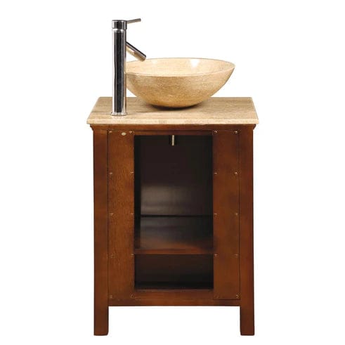 Silkroad Exclusive Silkroad Exclusive 22" Single Vessel Bathroom Vanity with Travertine Counter Top HYP-0158-T-22