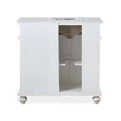 Silkroad Exclusive Silkroad Exclusive 36” Single Left Sink White Bathroom Vanity with White Marble Top V0213WW36L