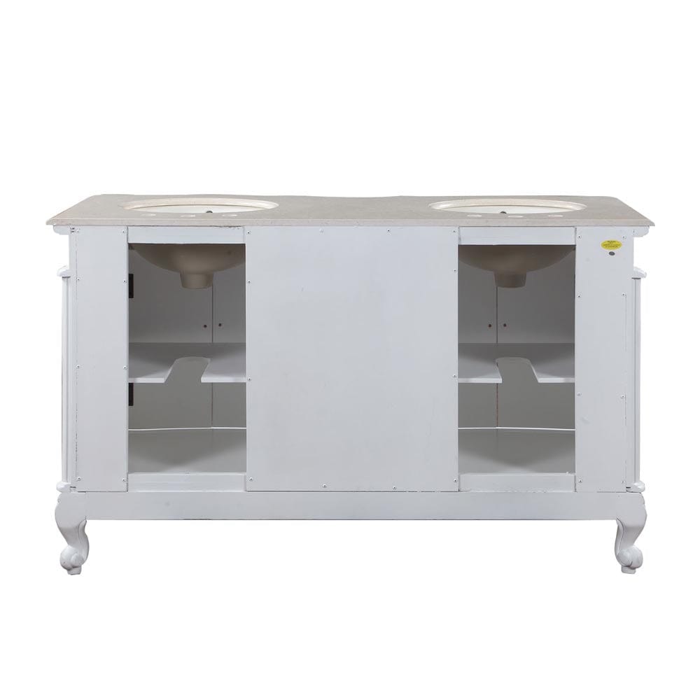 Silkroad Exclusive Silkroad Exclusive 58" Double Sink Cabinet with Crema Marfil Top HYP-0145-CM-UIC-58