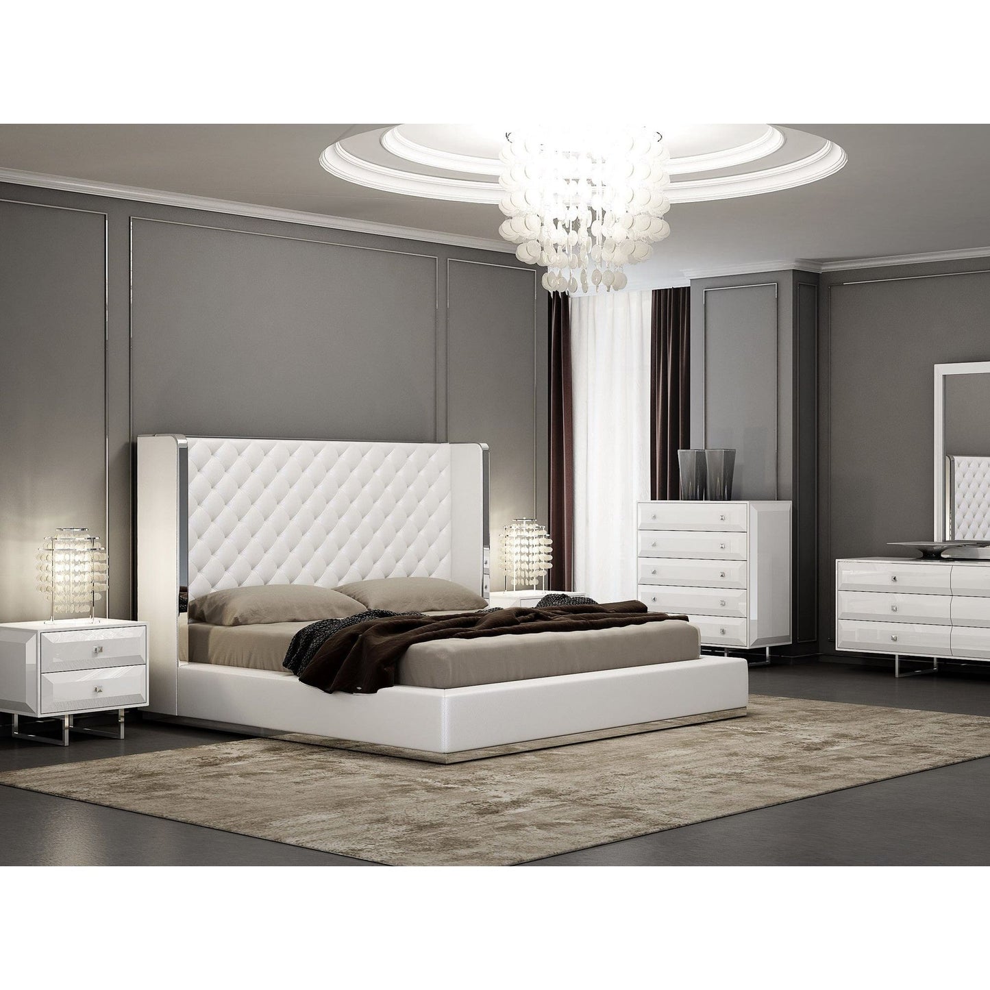 Whitelline Modern Living Abrazo King Bed White BK1356P-WHT