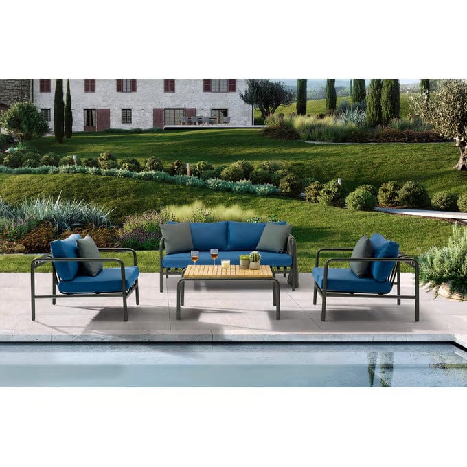 Whitelline Modern Living Whiteline Andrea 4-Piece Outdoor Living Collection COL1833-BLU