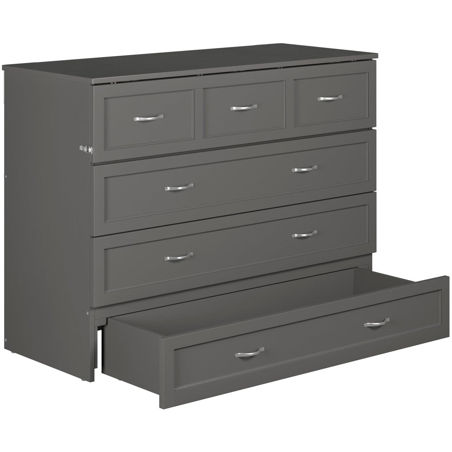 AFI Furnishings Deerfield Murphy Bed Chest Full White with Charging Station Atlantic Grey AC583149