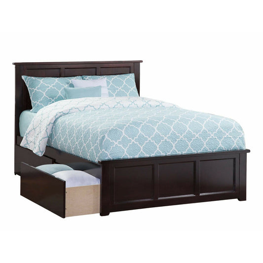 Atlantic Furniture Bed Espresso Madison Full Platform Bed with Matching Foot Board with 2 Urban Bed Drawers in Espresso
