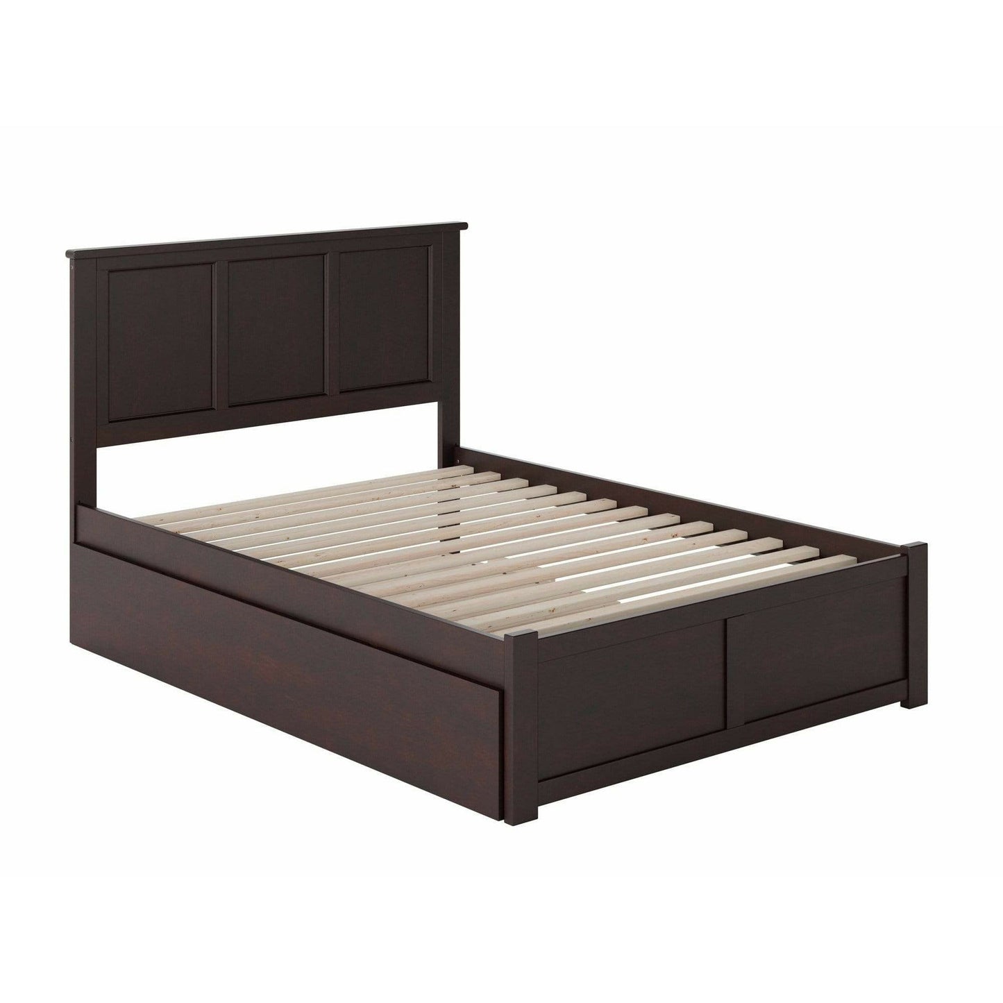 Atlantic Furniture Bed Madison Full Platform Bed with Matching Foot Board with Full Size Urban Trundle Bed in Espresso