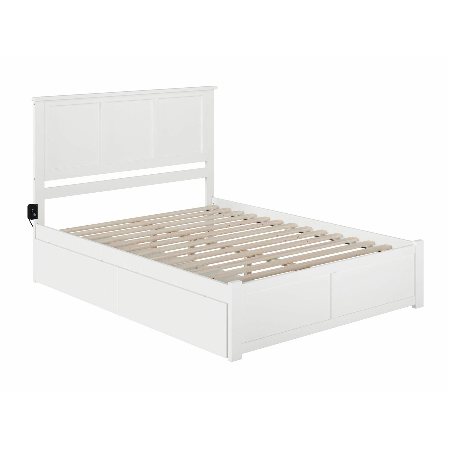 Atlantic Furniture Bed Madison King Platform Bed with Flat Panel Foot Board and 2 Urban Bed Drawers in Espresso