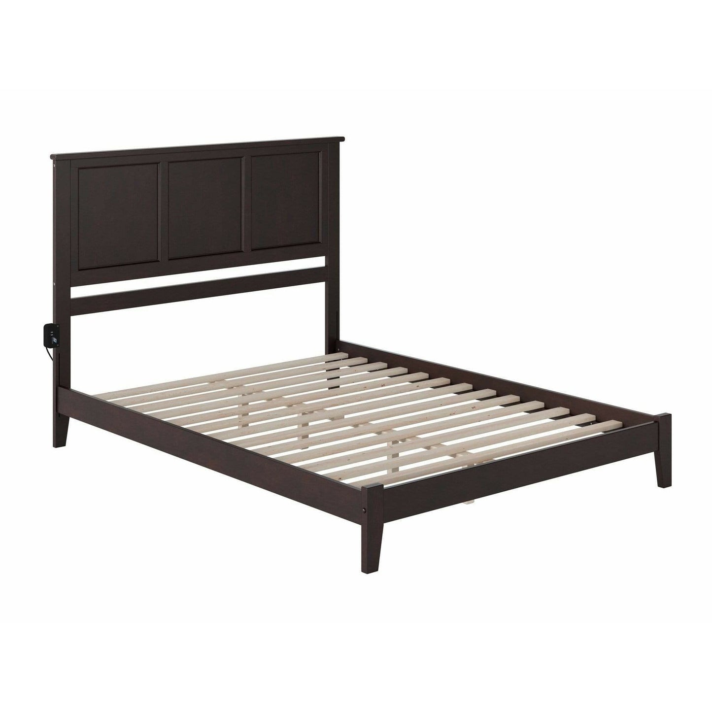 Atlantic Furniture Bed Madison Queen Platform Bed with Open Foot Board in Espresso