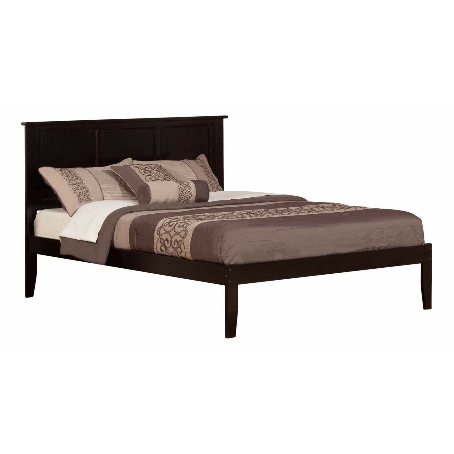 Atlantic Furniture Bed Espresso Madison Queen Platform Bed with Open Foot Board in Espresso