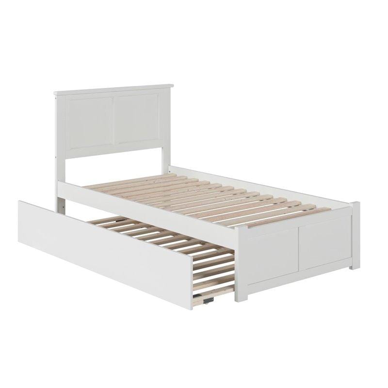 Atlantic Furniture Bed Madison Twin Extra Long Bed with Footboard and Twin Extra Long Trundle in Espresso