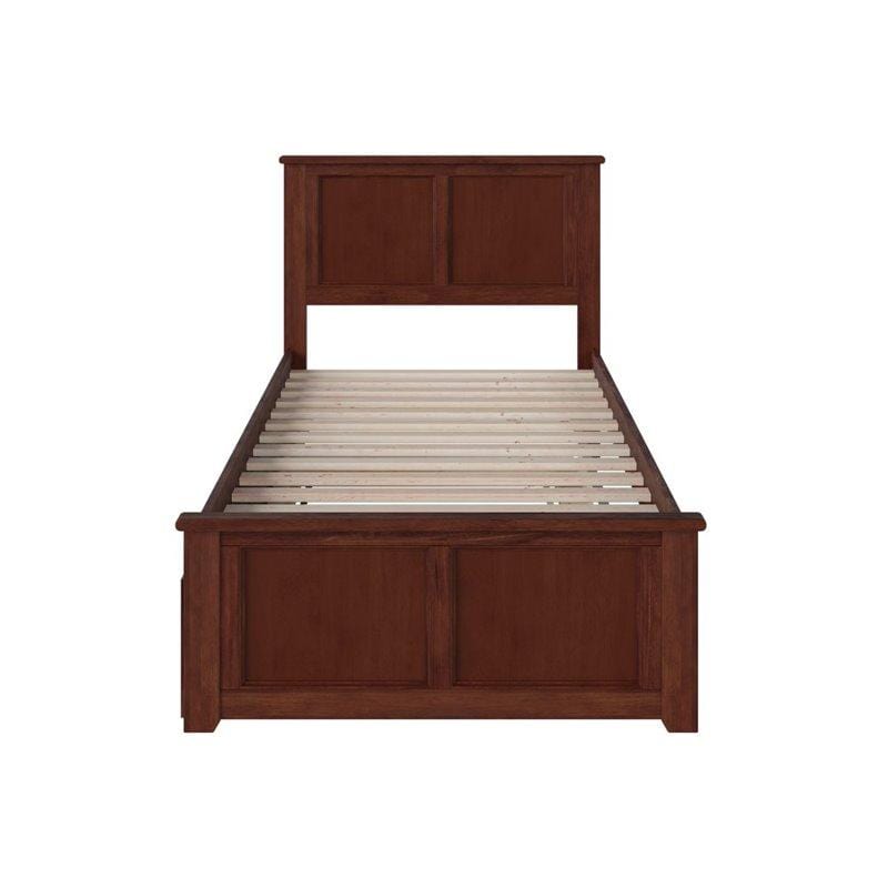 Atlantic Furniture Bed Madison Twin Extra Long Bed with Matching Footboard and Twin Exra Long Trundle in Espresso