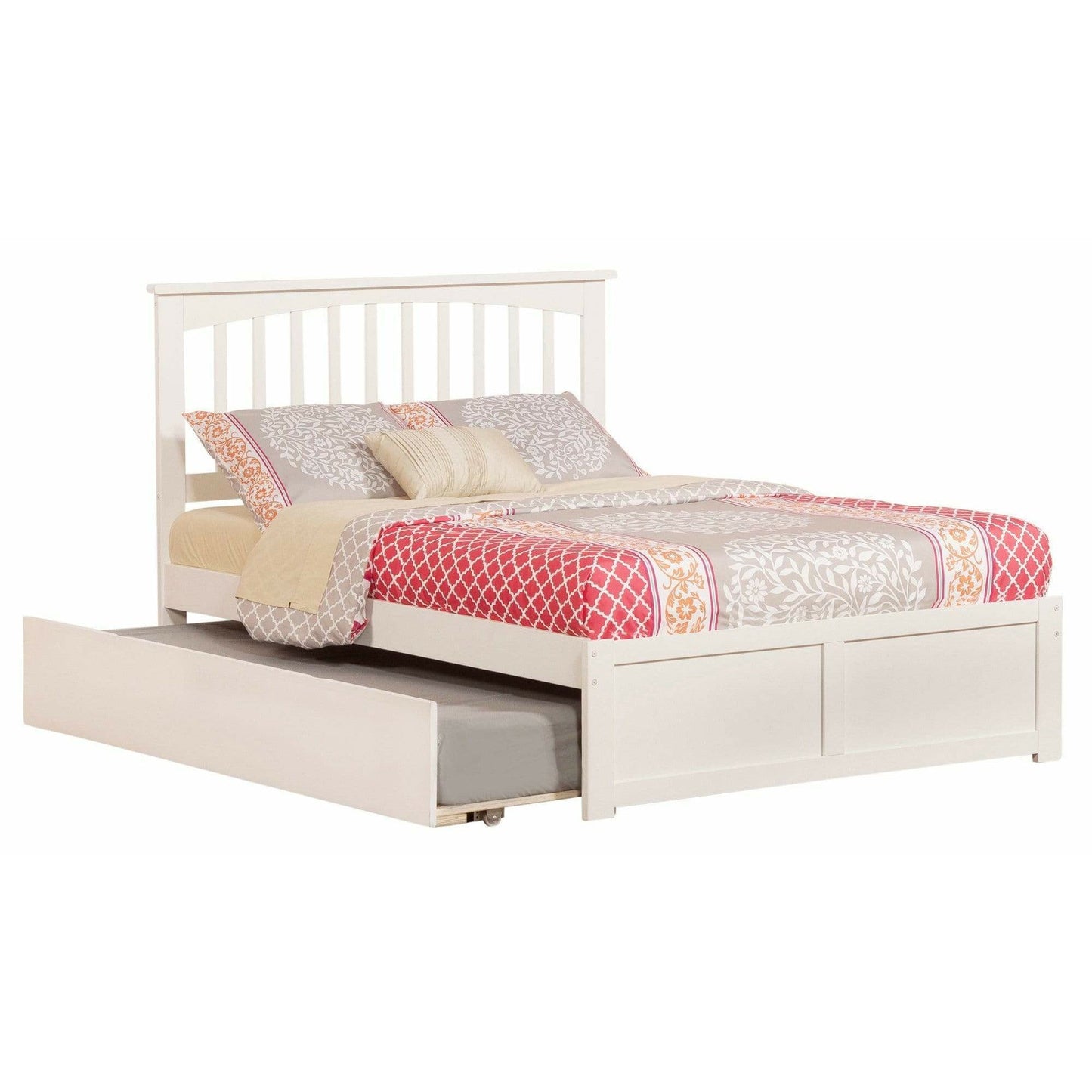 Atlantic Furniture Bed Mission Full Platform Bed with Flat Panel Foot Board and Full Size Urban Trundle Bed in Espresso