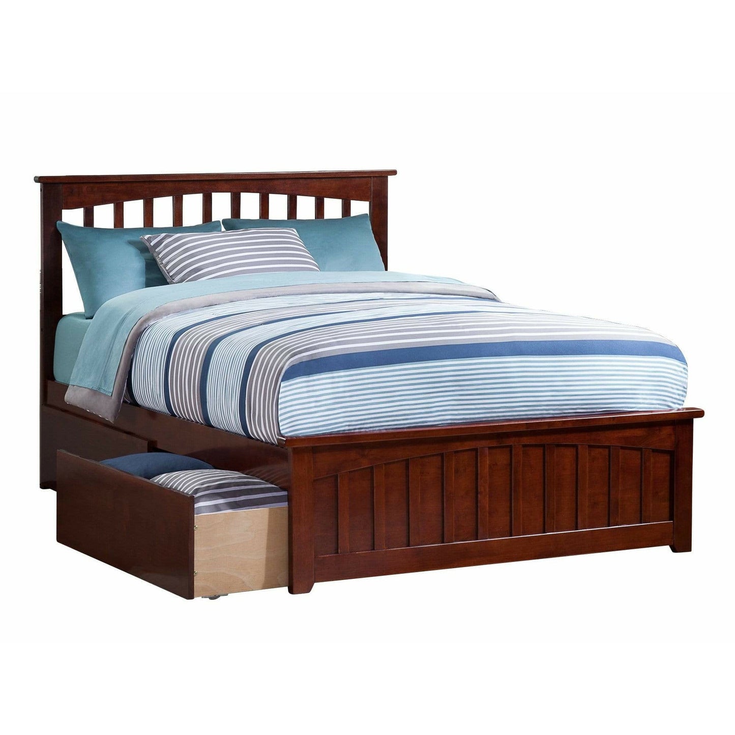 Atlantic Furniture Bed Mission Full Platform Bed with Matching Foot Board with 2 Urban Bed Drawers in Espresso