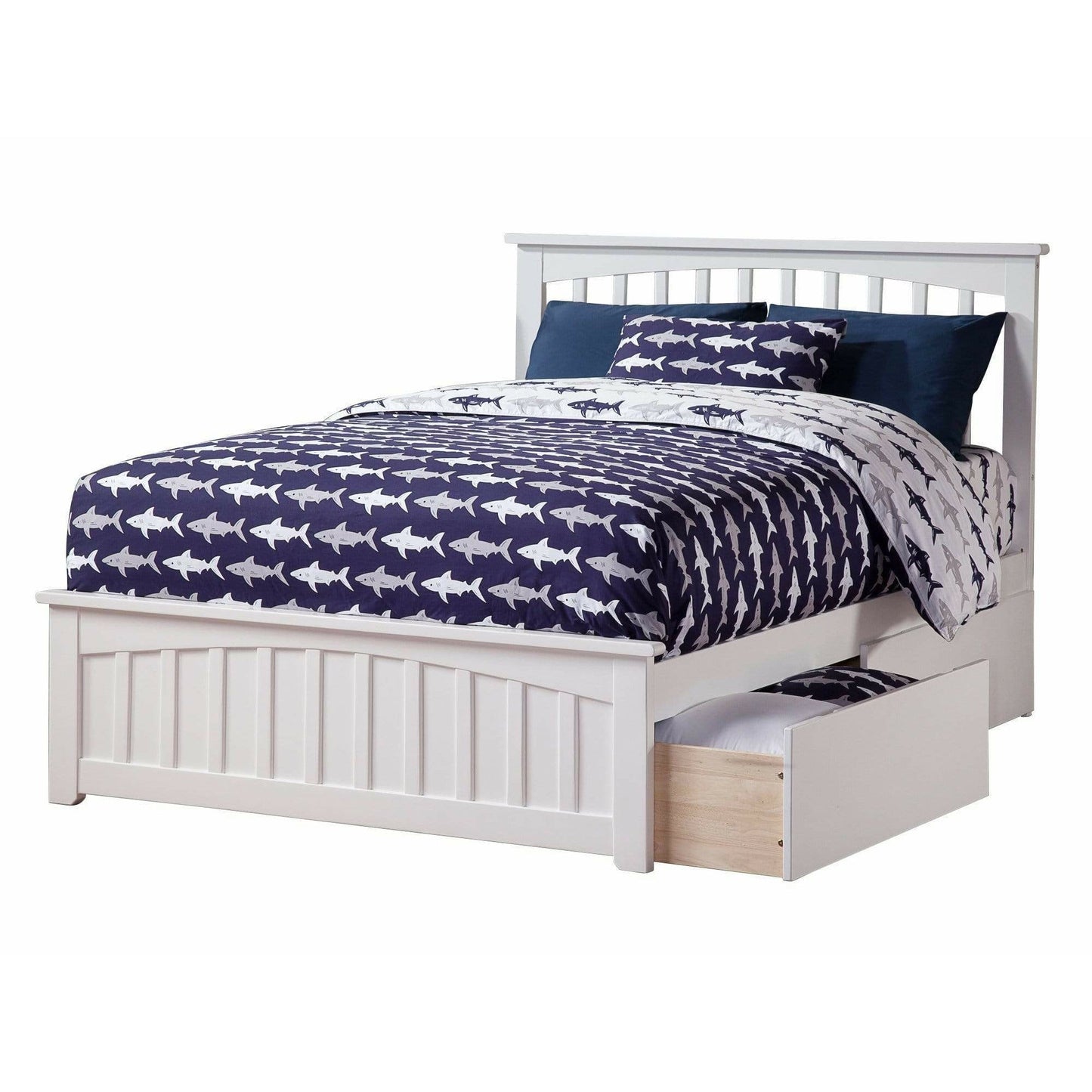 Atlantic Furniture Bed Mission Full Platform Bed with Matching Foot Board with 2 Urban Bed Drawers in Espresso