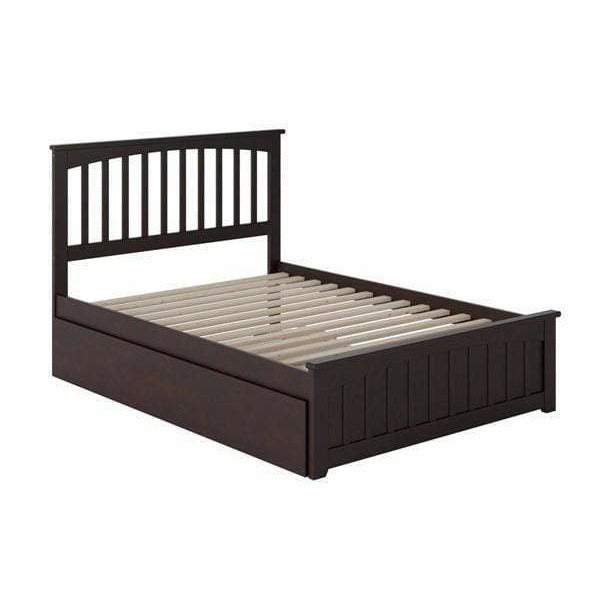 Atlantic Furniture Bed Mission Full Platform Bed with Matching Foot Board with Full Size Urban Trundle Bed in Espresso